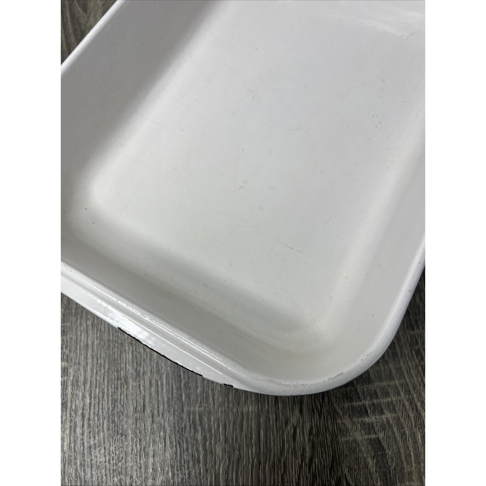 VTG Le Creuset France Orange Casserole Lasagna Pan Enameled Bail Handles Large - Picture 10 of 16